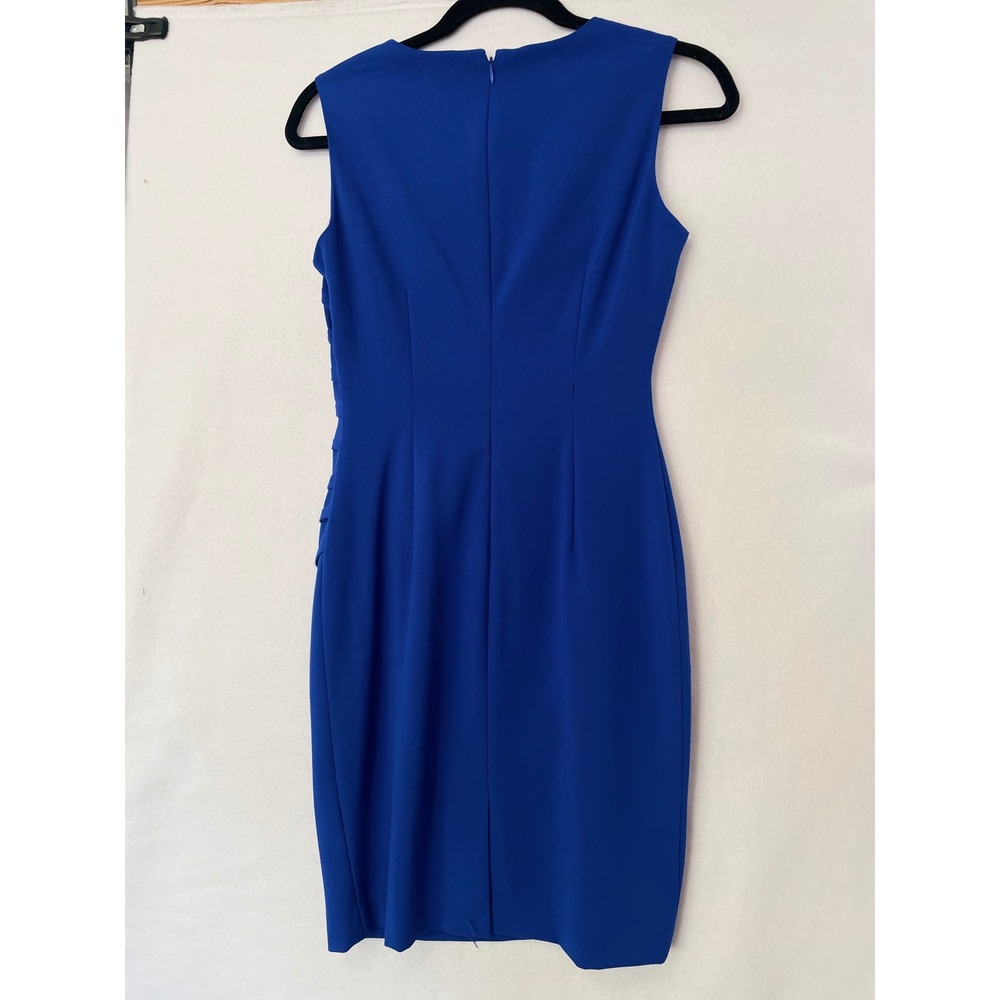 Calvin Klein Sheath Dress Women 2P Royal Blue Pleated Sleeveless Round Neck - Picture 6 of 11